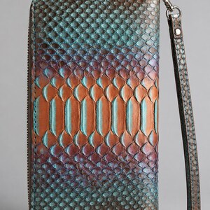 Cartera de piel de pitón auténtica hecha a mano: bolso de piel de serpiente exótica, bolso de mano pequeño, accesorio artesanal de lujo, regalo para ella, piel de serpiente.