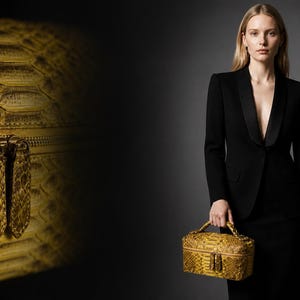 Python Leather Gift Set – Luxury Python Leather Bag, Belt & Wallet Set – Genuine Exotic Snakeskin Travel Vanity Case – Handmade Premium Gift image 14