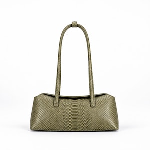 Genuine  Python Leather Handbag , Luxury green Snakeskin Purse for Women, snake skin bag, python skin bag , Statement Shoulder Bag , gift