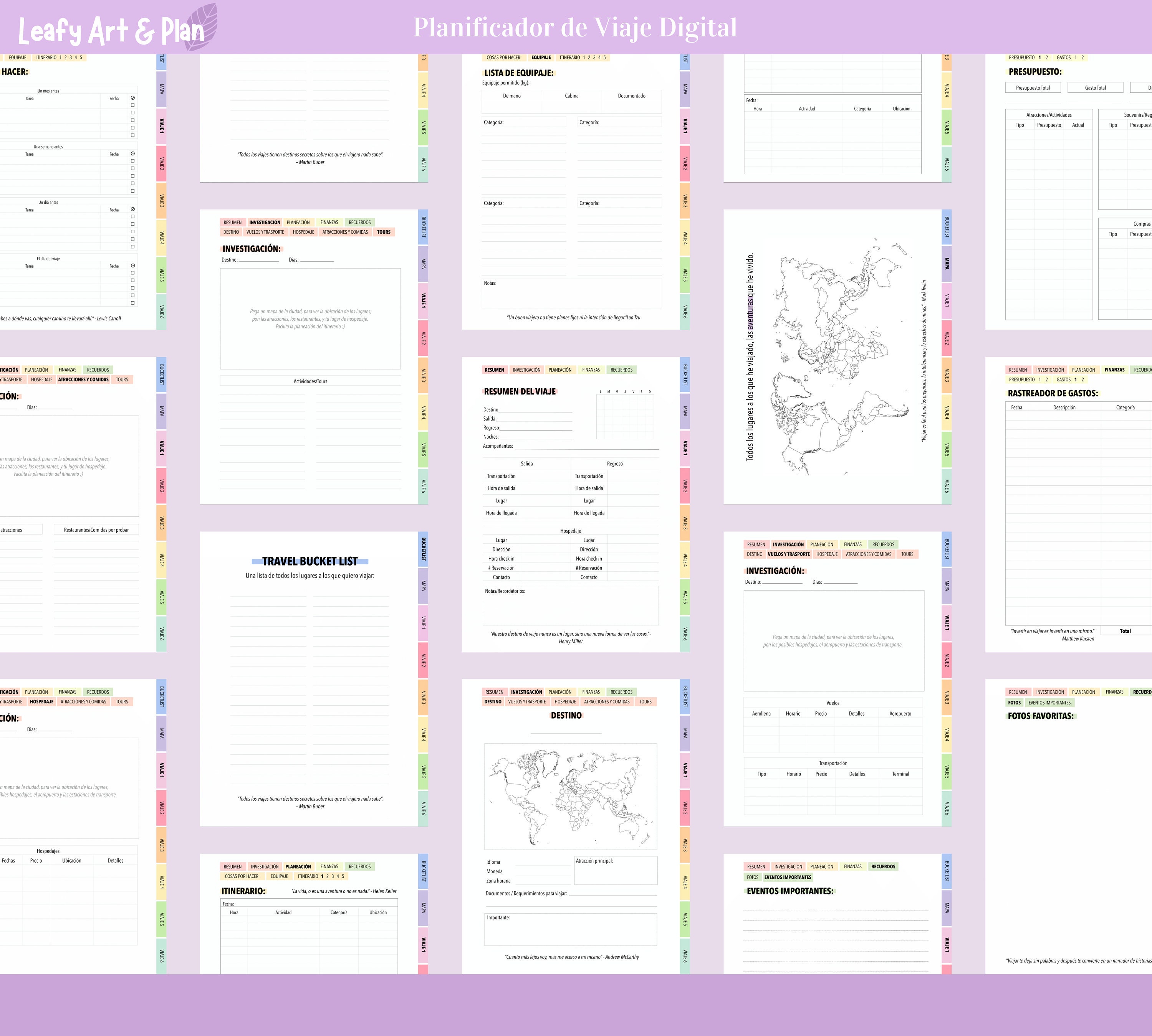 Digital Travel Planner in Spanish. Research, Planning, Finance and