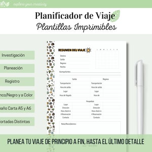 Planificateur de voyage en espagnol, modèles imprimables, itinéraire, planification, budget, relevé de dépenses, BucketList
