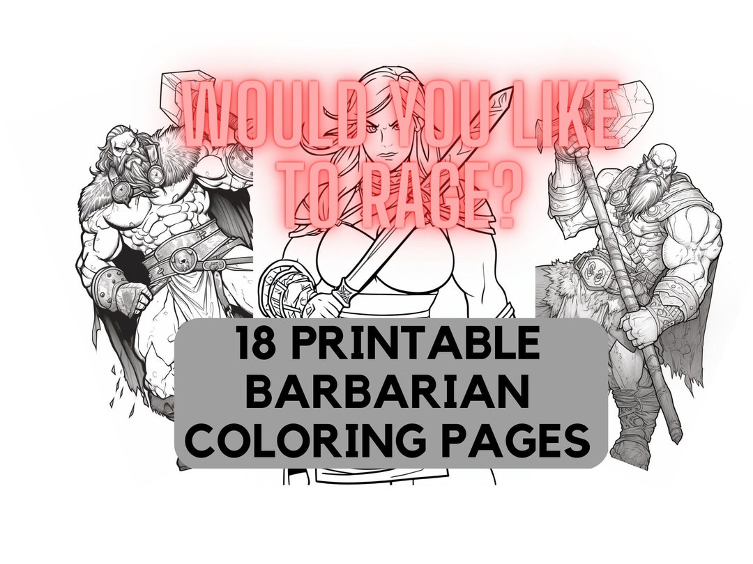 Would You Like to Rage 18 Printable Barbarian DND Themed Coloring Pages ...