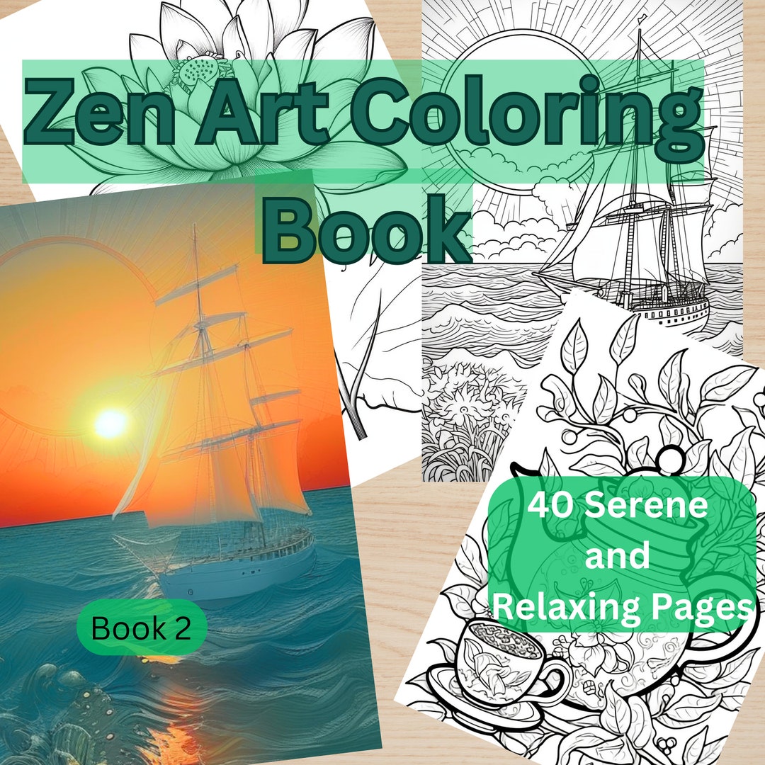 Zen Art Coloring Book 2 | 40 Printable Pages | Relaxation and Stress ...