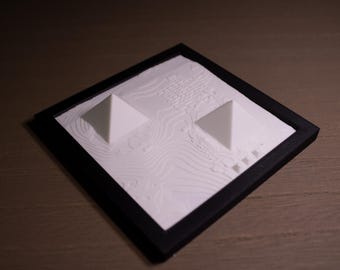 Pyramids of Giza Miniature Model, 1:10,000 scale map of 1/2 mile are, topographical site