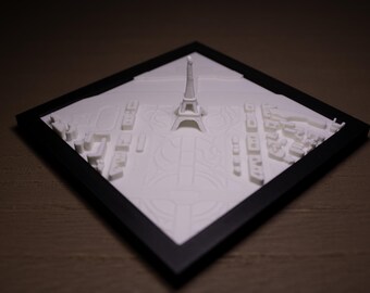 Eiffel Tower Miniature Model, 1:10,000 scale map of 1/2 mile area, architectural site
