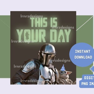 Carte d’anniversaire Pedro Pascal - La carte à thème Mandalorien - Carte d’anniversaire Grogu - This is your day - Tiktok Pedro - Anniversaire Star Wars