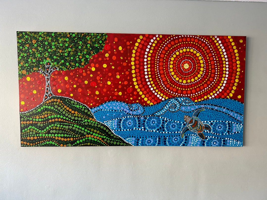 Original Acrylic Dot Painting on Canvas Etsy
