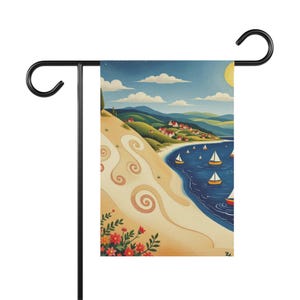 Banner kusttuin, housewarmingcadeau, buitendecor, Beach Vibes, zomerfeest, gepersonaliseerde tuinvlag, vlag strandtuin
