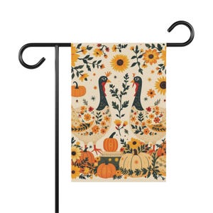 Autumn Garden Banner, Fall Decor, Thanksgiving Welcome Flag, Seasonal Outdoor Decoration, Floral Yard Sign