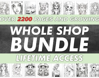 Whole Shop Bundle Adult Coloring Pages Grayscale Coloring Book Over 2200 Printable Pages! Easy Download!