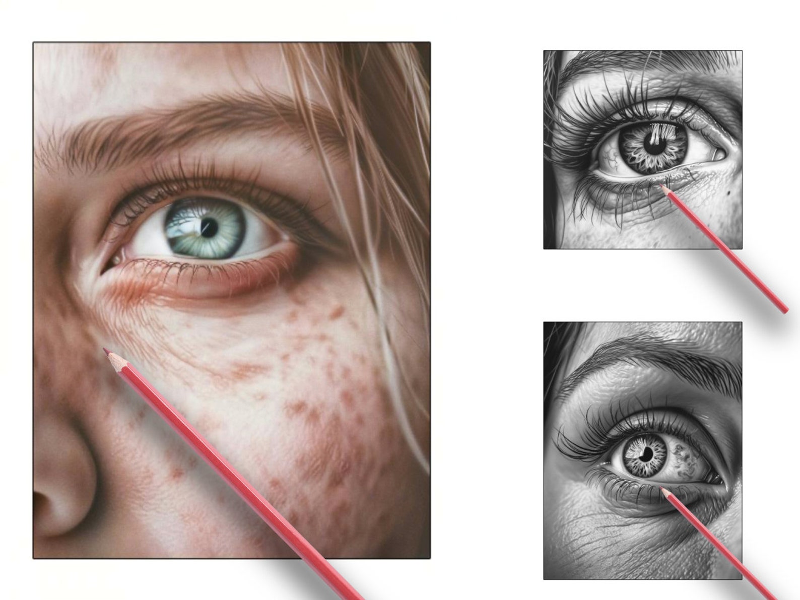 31 Pages Expressive Eyes Coloring Book - Adult Coloring Pages, Close up ...
