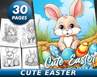 30 pages mignon livre de coloriage de Pâques - le coin du coloriste - pages à colorier pour adultes, livre de coloriage de Pâques, livre de coloriage pour enfants, fichier PDF imprimable