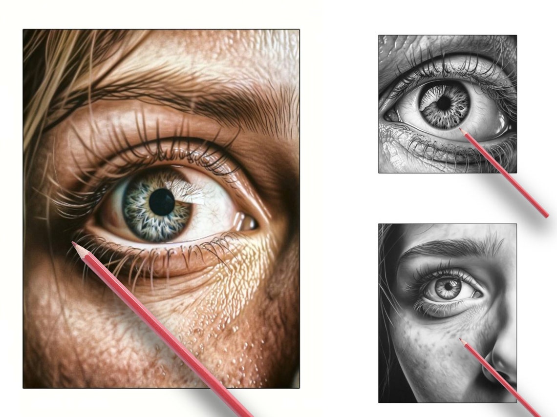 31 Pages Expressive Eyes Coloring Book - Adult Coloring Pages, Close up ...