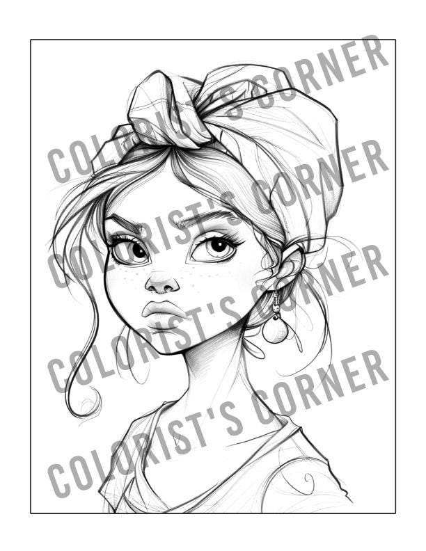 32 Pages Alt Boho Coloring Book Adult Coloring Pages, Portrait Coloring ...
