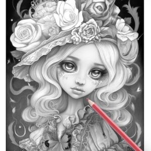 30 Pages Gothic Girls Coloring Book Adult Coloring Pages, Kids Coloring ...