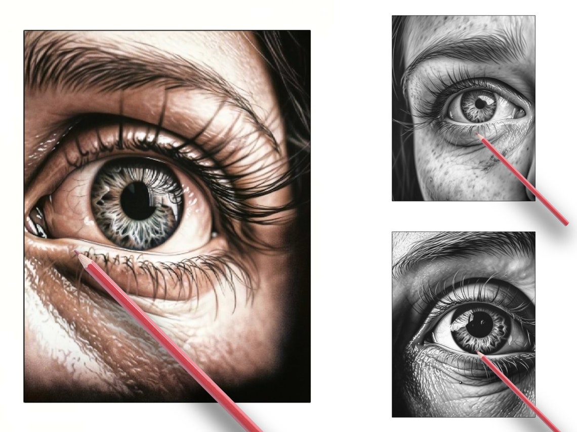 31 Pages Expressive Eyes Coloring Book - Adult Coloring Pages, Close up ...