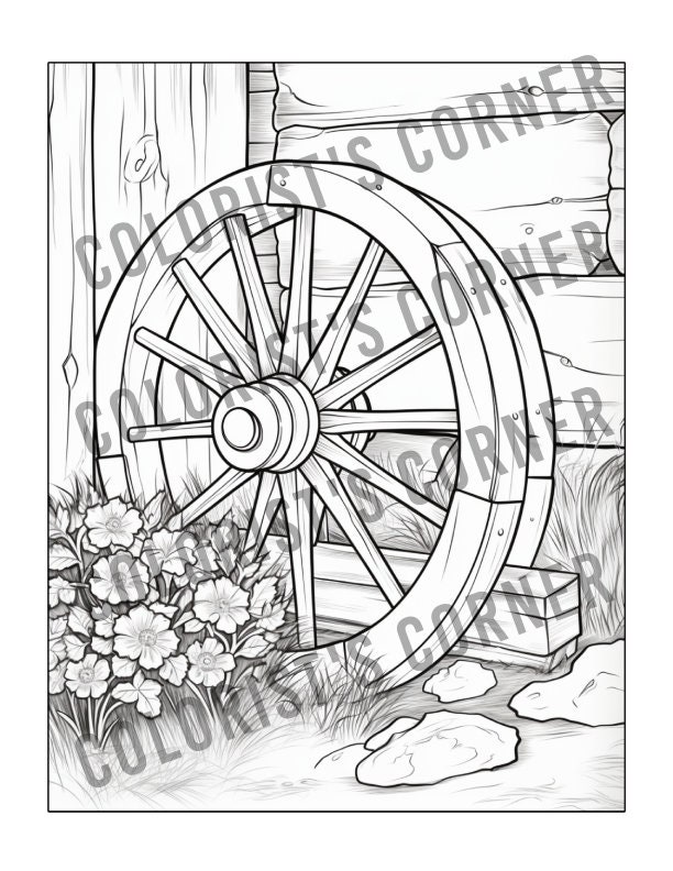 30 Pages Rustic Charm Country Coloring Book Halloween Adult Coloring ...
