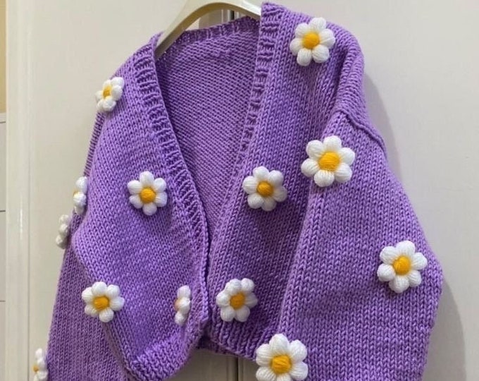 Daisy Cardigan Chunky Cardigan Crochet Daisy Cardigan Etsy
