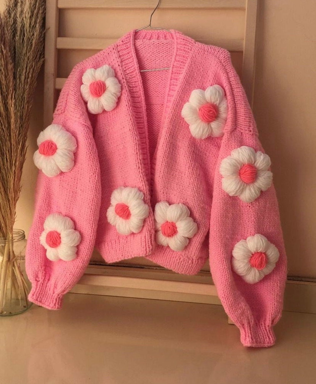 Daisy Cardigan Chunky Cardigan Crochet Daisy Cardigan Handmade