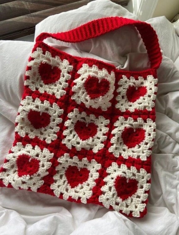 *currently not available* crocheted heart tote bag