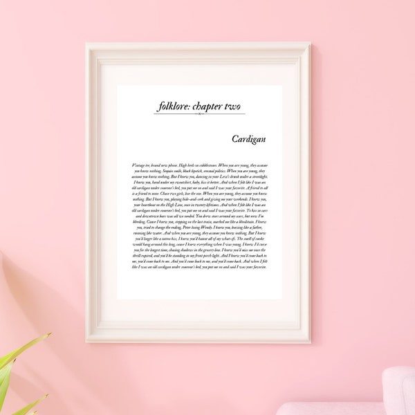 Folklore 'Cardigan' Minimalist Lyric Poster | Taylor Swift | Printable Instant Digital Download JPG/PNG/SVG