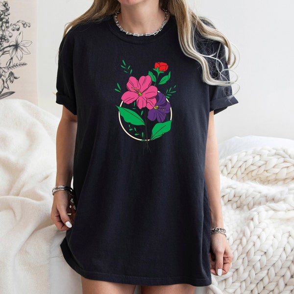 flower Bouquet Shirt | floral shirt, Botanical Shirt, Wildflower Tshirt, flower lover shirt, Minimalist flowers, boho fashion, floral print