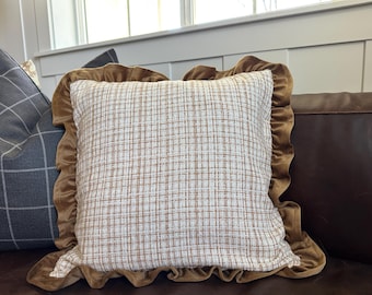 Golden Tweed-Velvet Ruffle Pillow