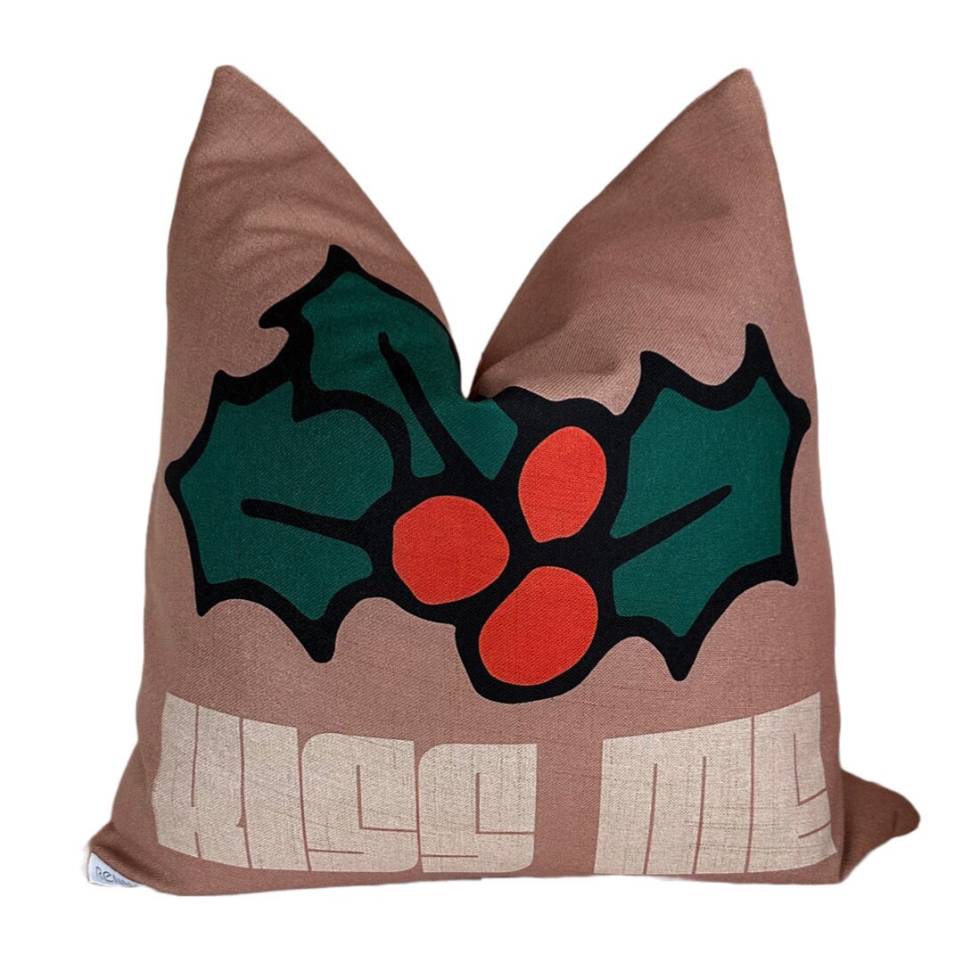 Mistletoe Pillow Cover Christmas Pillow Holly Pillow Etsy
