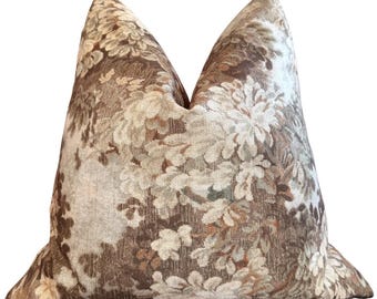 Golda Pillow Cover, Gold, Cream, Brown, Pillow Cover, Trees, Bohemian Eclectic, Linen, Beautiful Pattern, Soft, Natural Texture, Vintage