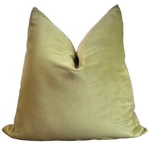 Mustard Green Velvet Pillow Cover, Green, Velvet, Buttery Soft, Natural Texture