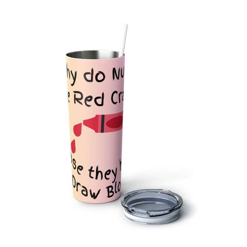 Nurse Red Crayon Pun Skinny Steel Tumbler With Straw, 20oz Etsy