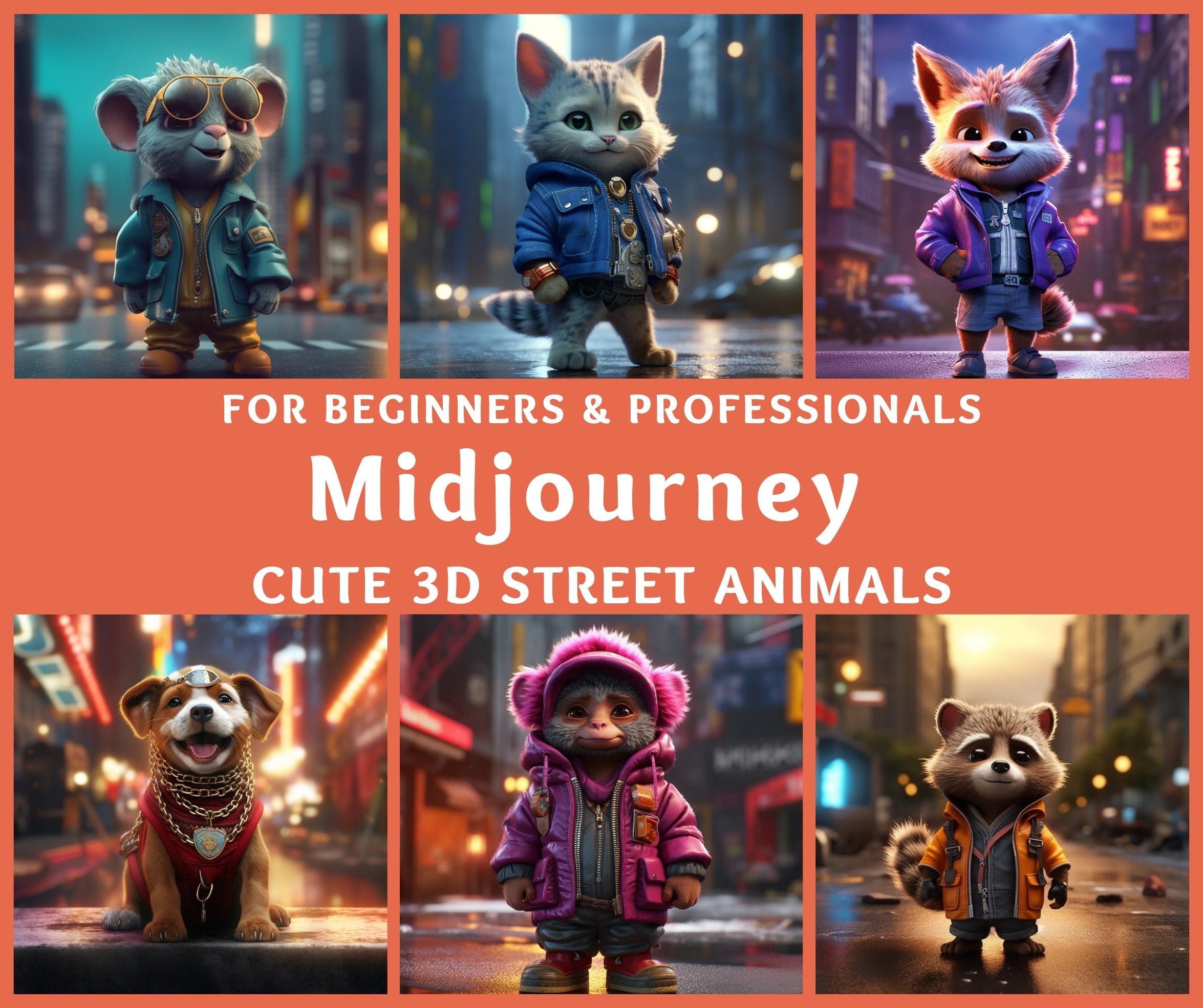 AI Cute 3D Street Animals Generator I 3D Character GPT4 Etsy
