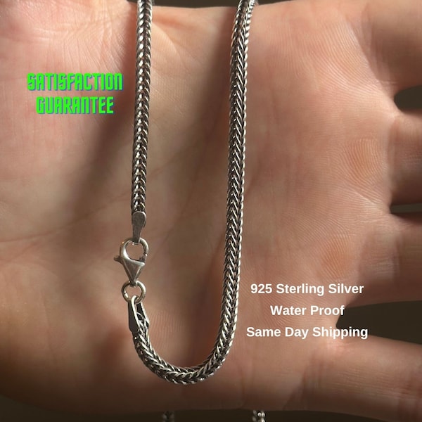 Sterling Silver 925 Oxidized Viking Snake Chain Foxtail Neck Chain Men's Women's Necklace Oxidized Silver Necklace for Him Men's Jewelry