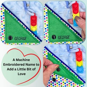Personalised Green Fidget Blanket, Sensory Activity Pad for Autism ...