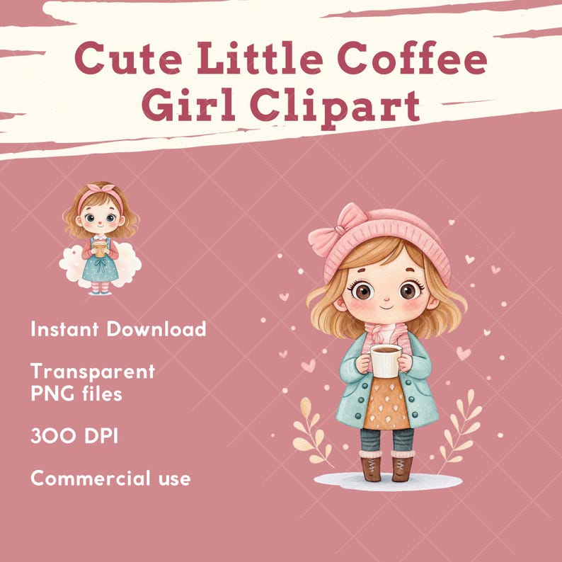 Little Coffee Girl Clipart Set Cozy Chibi Girl Illustrations for Journals Stickers Planners & Seasonal Craft Projects Kawaii Girl Cute Girl, coffee girl clipart, cozy chibi png, planner girl art, cute girl holding cup, kawaii coffee art, fall coffee clipart, pastel girl png, little girl coffee, hot drink clipart, warm drink art, chibi coffee girl, latte lover art, cozy aesthetic art