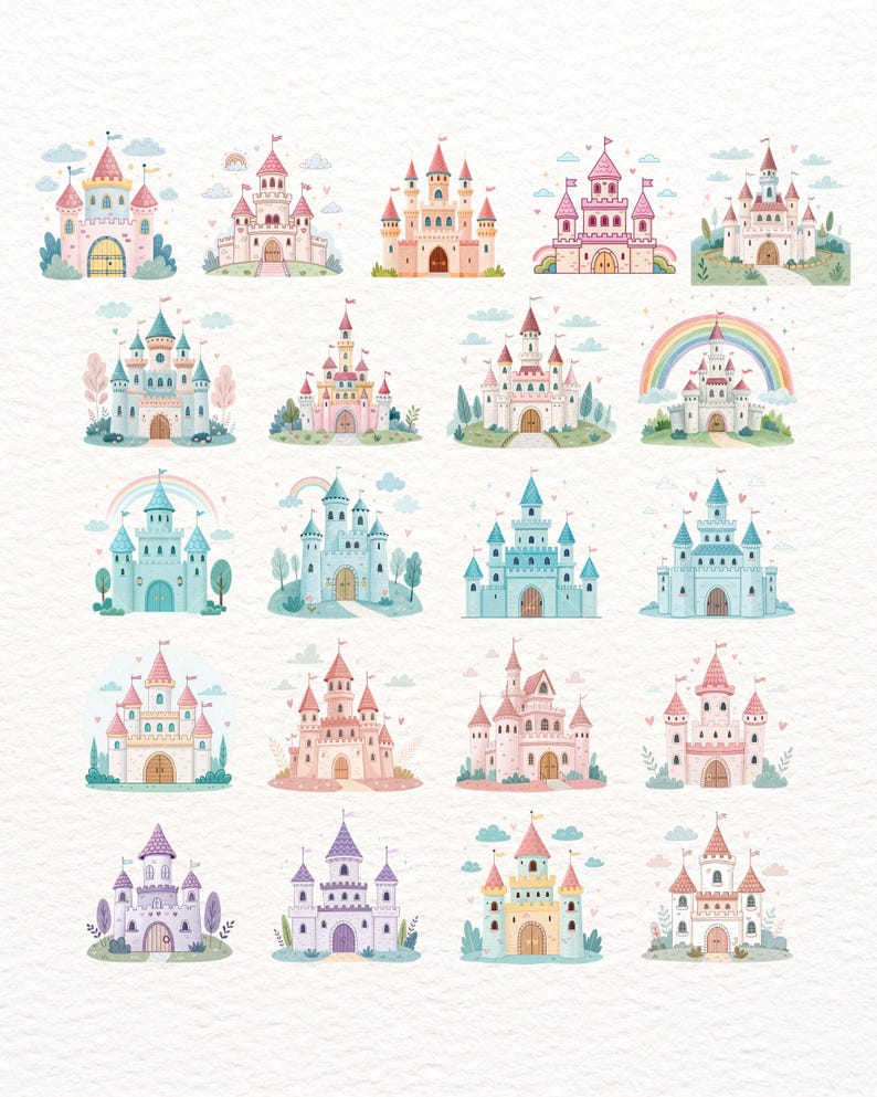 Fairy Tale Castle Clipart Bundle, Princess House PNG, Fantasy ...
