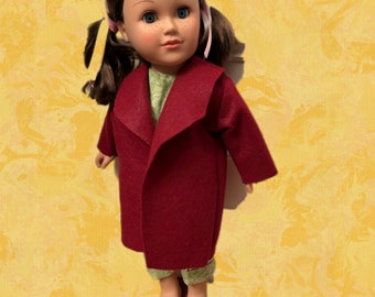 Burgundy 18 Inch Doll Coat