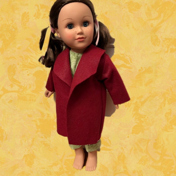 Burgundy 18 Inch Doll Coat