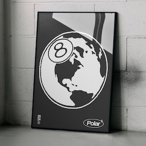 8 ball Print Wall Art Poster For Bedroom, Trendy Retro Print Posters Room Decor