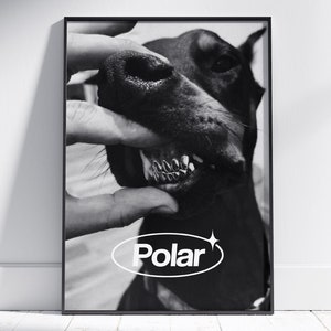 Polarhund Poster, Schwarz-Weiß-Wand-Kunstdruck Grafik-Druck