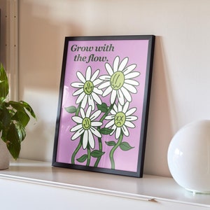 Roze bloem poster voor slaapkamer Daisy Flower posters kunst poster muur kunst coole print coole poster cadeau esthetische kunst digitaal bestand
