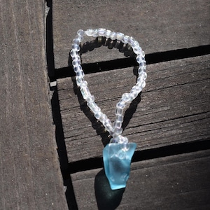 Light blue sea glass beaded bracelet