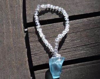 Light blue sea glass beaded bracelet