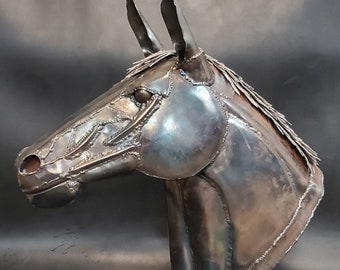 Metal Horse Head Sculpture Scrap Metal Art Statue
