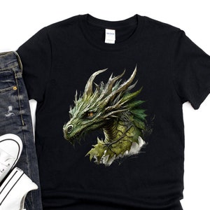 Camiseta de dragon verde Etsy Espana