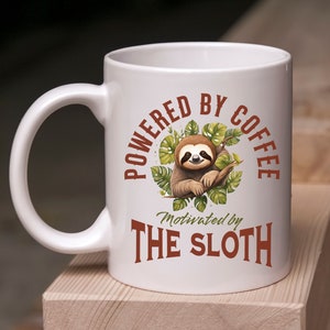 面白いナマケモノとコーヒー 11 オンス マグカップ、コーヒー愛好家へのギフト、ナマケモノ愛好家へのギフト、ナマケモノ愛好家のための面白いマグカップ、ナマケモノとコーヒー