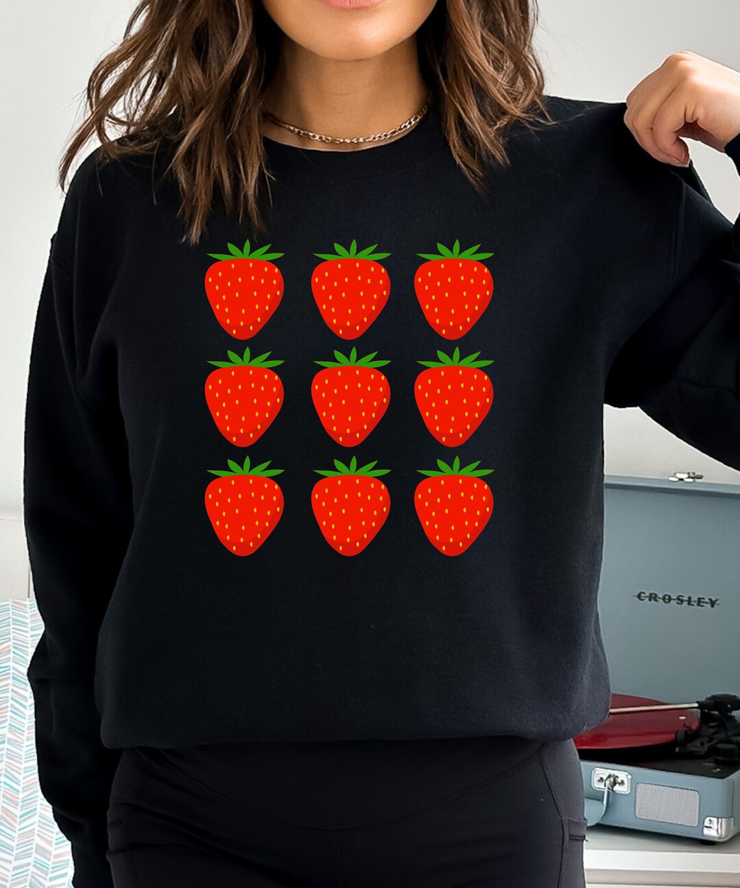 Strawberry Sweatshirt, 9 Block Strawberry Top, Strawberry Plants Top ...
