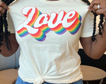 Love Retro Shirt, Rainbow Shirt, Pride Shirt, LGBTQ Shirt
