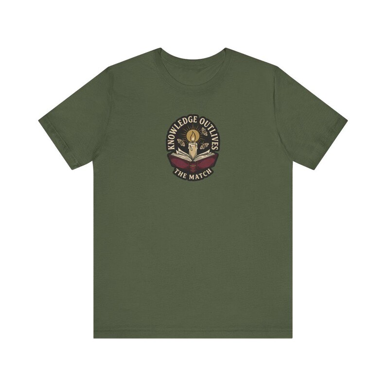 Knowledge Outlives the Match Tee | Dark Academia Book Candle T-Shirt | Banned Books Reader Gift Shirt image 3