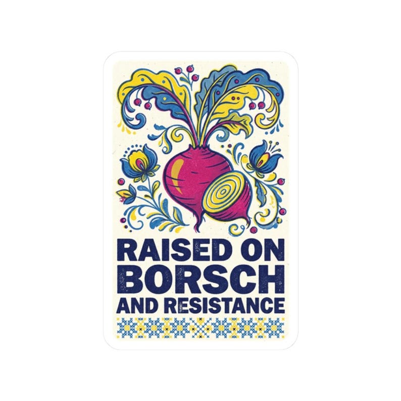 Raised on Borsch and Resistance Sticker, Ukrainian Beet Decal, Folk Art Laptop Sticker, Diaspora Gift image 8